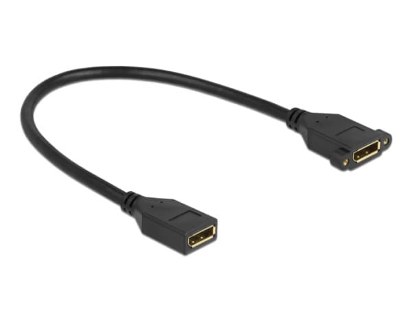 Delock - DisplayPort-könsbytare - DisplayPort (hona) till DisplayPort (hona) kan monteras på panel - DisplayPort 1.2 - 30 cm - 4K60Hz (3840 x 2160) s