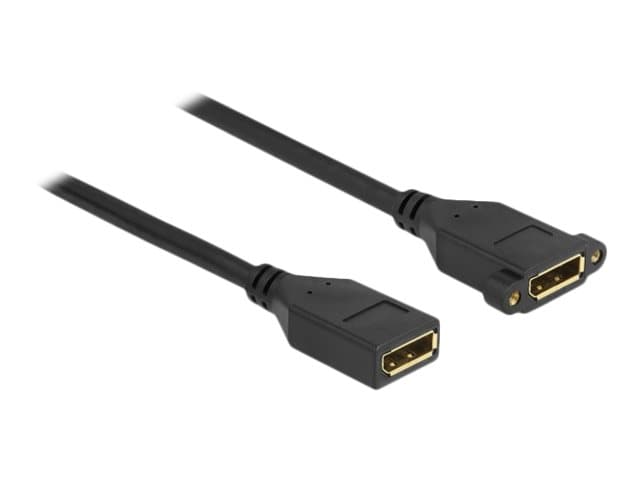 Delock - DisplayPort-kabel - DisplayPort (hona) till DisplayPort (hona) kan monteras på panel - DisplayPort 1.2 - 3 m - 4K60Hz (3840 x 2160) stöd - s