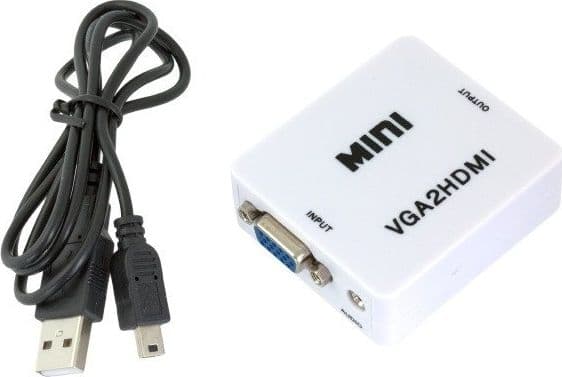 AV-adapter HDMI - D-Sub (VGA) + jack 3,5 mm biały