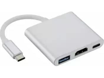 Fusion Accessories Fusion (3 viename) USB-C Multiport adapteris | USB 3.0 | HDMI | USB-C | sidabras