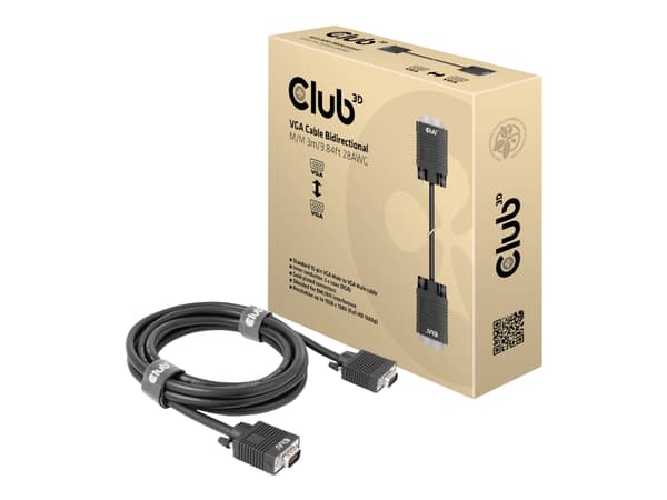 Club 3D - VGA-kabel - HD-15 (VGA) (hann) til HD-15 (VGA) (hann) - 3 m - 1080p-støtte