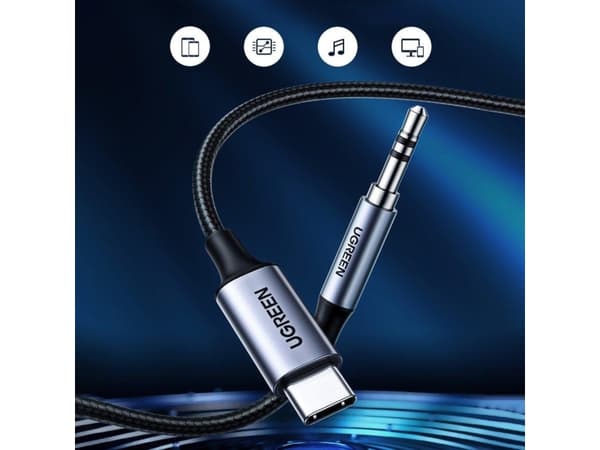 Ugreen USB-C USB-kabel - Minijack 3,5 mm 1 m Svart (UGR1190BLK)