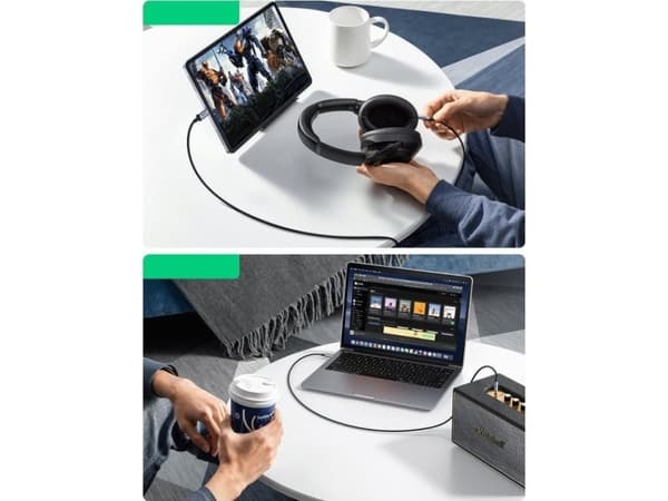 Ugreen USB-C USB-kabel - Minijack 3,5 mm 1 m Svart (UGR1190BLK)
