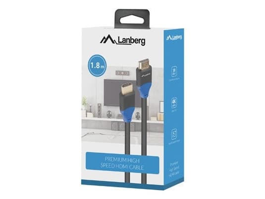 Lanberg CA-HDMI-15CU-0018-BK, 1.8 m, HDMI Type A (Standard), HDMI Type A (Standard), 18 Gbit/s, Audio Return Channel (ARC), Black