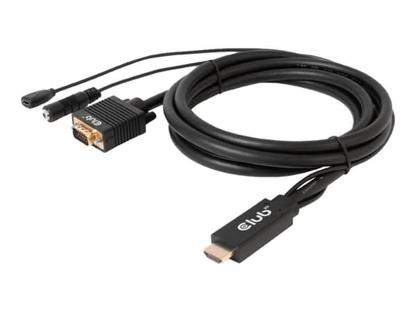 Club 3D - Adapterkabel - HDMI, Micro-USB type B (kun strøm) hann til HD-15 (VGA), mini-phone stereo 3.5 mm - 2 m - 1080p-støtte