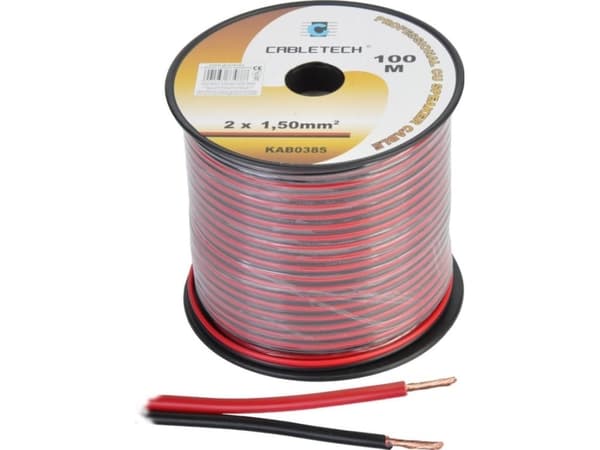 Cabletech kabel 1,5 mm svart og rød høyttalerkabel