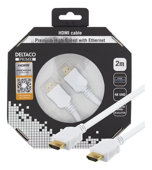 DELTACO PRIME HDMI kabel 2m - Vit