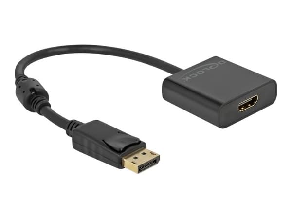 Delock - Videoadapter - DisplayPort han haspet til HDMI hun - 20 cm - sort - aktiv, 4K30 Hz tuki
