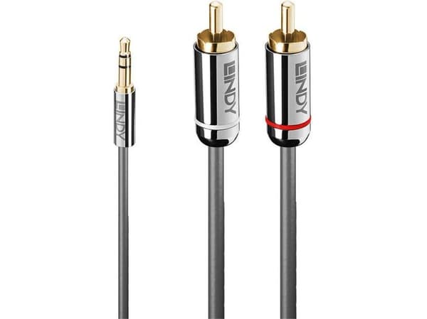 Lindy 1M PHONO AUDIO CABLE, CROMO LINE, 3.5mm, Male, 2 x RCA, Male, 1 m, Anthracite