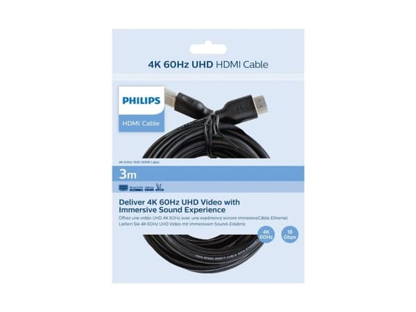 Philips SWV5531/00, 3 m, HDMI Typ A (standard), HDMI Typ A (standard), 3D kompatibilitet, 18 Gbit/s, Svart