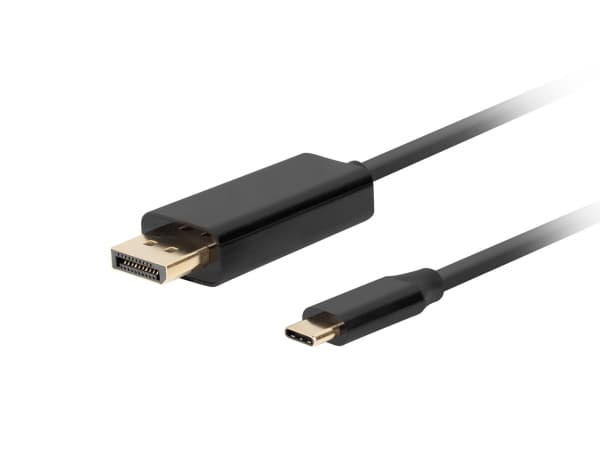 Lanberg - USB-/DisplayPort-adapter - 24 pin USB-C (hane) till DisplayPort (hane) - 1 m - stöd för 4K (3840 x 2160) - svart