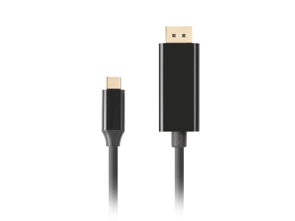 Lanberg - USB-/DisplayPort-adapter - 24 pin USB-C (hane) till DisplayPort (hane) - 1 m - stöd för 4K (3840 x 2160) - svart