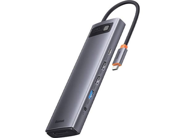 Baseus Metal Gleam multifunksjonell HUB USB Type C 12in1 HDMI / DP / USB Type C / minijack 3,5 mm / RJ45 / SD (WKWG020213)