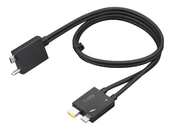 Lenovo Split Cable - Thunderbolt-kabel - USB-C / DC-strømjakk til 24 pin USB-C, Slim Tip - Thunderbolt 4 - 70 cm - svart - for ThinkCentre M75t Gen 2