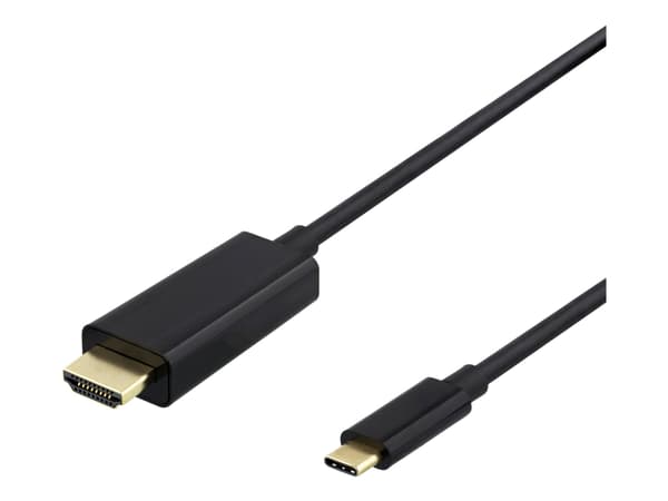 DELTACO - Adapterkabel - 24 pin USB-C hann til HDMI hann - 1 m - svart - 4K 30Hz støtte