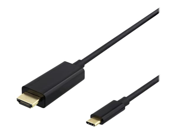 DELTACO - Adapterkabel - 24 pin USB-C hann til HDMI hann - 1 m - svart - 4K 30Hz støtte
