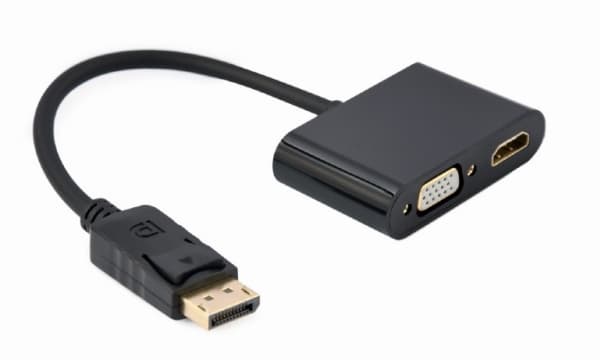 Cablexpert - Video adapter - DisplayPort hann til HDMI, VGA Adapter - 10 cm - svart - 4K 60Hz støtte, 1080p-støtte 60 Hz (VGA)