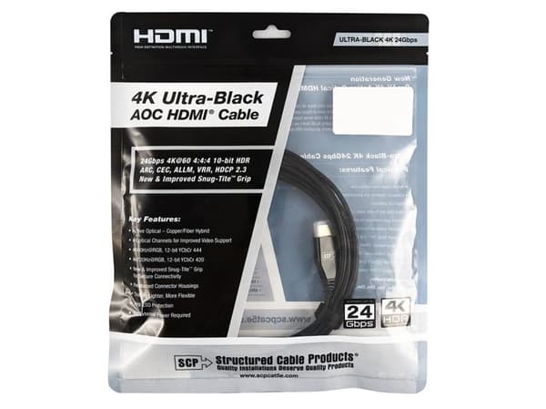 SCP 997AOC-LSZH-10M, 10 m, HDMI-tyyppi A (vakio), HDMI-tyyppi A (vakio), 24 Gbit/s, Äänen paluukanava (ARC), Musta
