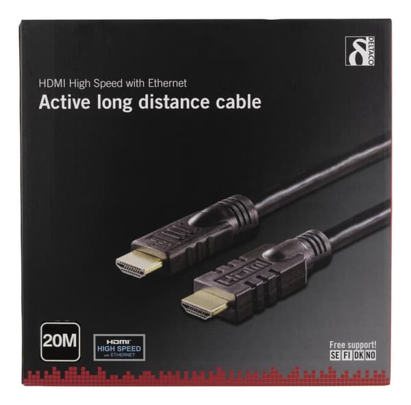 DELTACO <b>aktivt HDMI kabel</b>, HDMI High Speed with Ethernet, HDMI