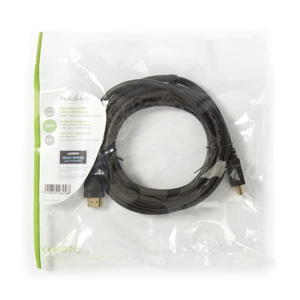 Nedis High Speed ​​HDMI ™ Kaapeli Ethernet | HDMI™ liitin | HDMI™ liitin | 4K@30Hz | ARC | 10.2 Gbps | 3.00 m | Pyöreä | PVC | Musta | Kirjekuori
