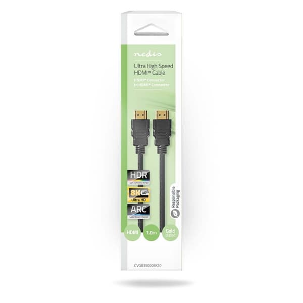 Nedis Ultra High Speed HDMI ™ kabel | HDMI™ Stik | HDMI™ Stik | 8K@60Hz | 48 Gbps | 1.00 m | Runde | 6.0 mm | Sort | Box