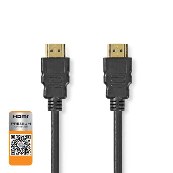 Nedis Premium High Speed ​​HDMI ™ kabel med Ethernet | HDMI™ Stik | HDMI™ Stik | 4K@60Hz | 18 Gbps | 2.00 m | Runde | PVC | Sort | Konvolut