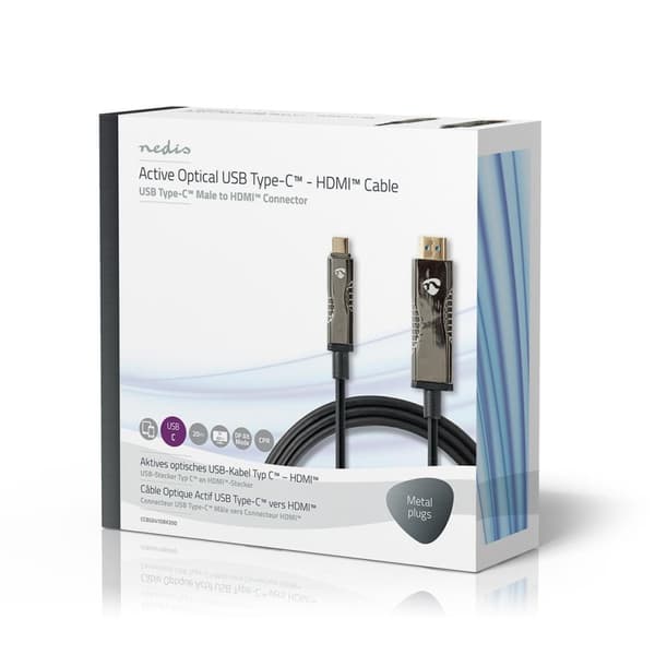 Nedis AOC USB-kaapeli | USB-C™ Uros | HDMI™ liitin | 18 Gbps | 20.0 m | Pyöreä | PVC | Musta | Pakkaus