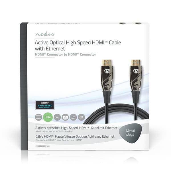 Nedis Aktiivinen Optinen High Speed HDMI-kaapeli, jossa Ethernet | HDMI™ liitin | HDMI™ liitin | 4K@60Hz | 18 Gbps | 10.0 m | Pyöreä | PVC | Musta | P
