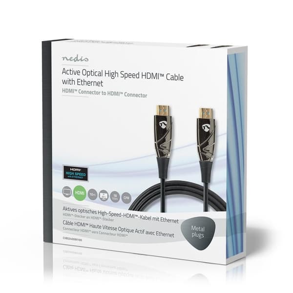 Nedis Aktiivinen Optinen High Speed HDMI-kaapeli, jossa Ethernet | HDMI™ liitin | HDMI™ liitin | 4K@60Hz | 18 Gbps | 10.0 m | Pyöreä | PVC | Musta | P