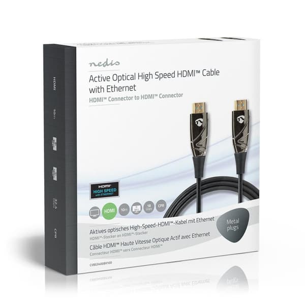 Nedis Aktiivinen Optinen High Speed HDMI-kaapeli, jossa Ethernet | HDMI™ liitin | HDMI™ liitin | 4K@60Hz | 18 Gbps | 10.0 m | Pyöreä | PVC | Musta | P