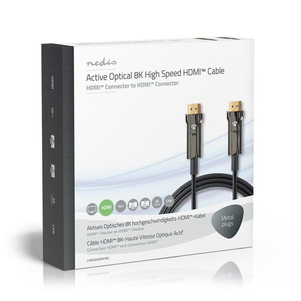 Nedis Aktiivinen Optinen Ultra High Speed HDMI-Kaapeli jossa Ethernet | HDMI™ liitin | HDMI™ liitin | 8K@60Hz | 48 Gbps | 10.0 m | Pyöreä | PVC | Must