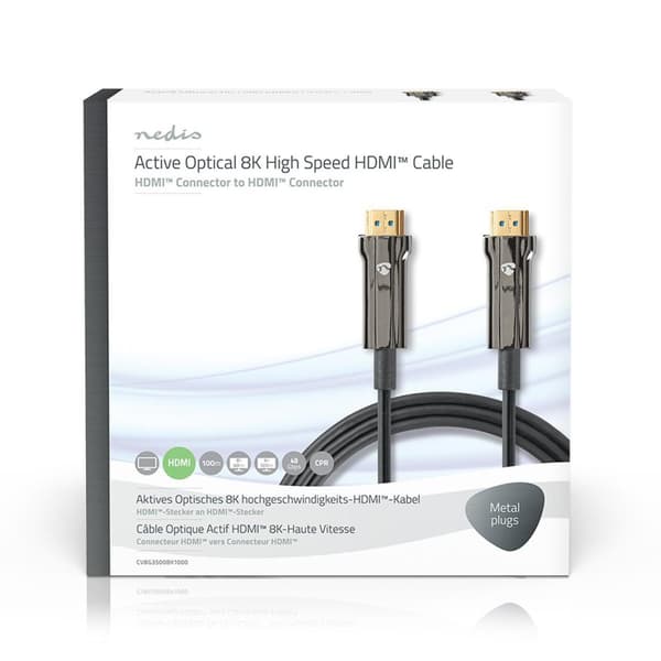 Nedis Aktiv Optical Ultra High Speed HDMI-Kabel med Ethernet | HDMI ™ -kontakt | HDMI ™ -kontakt | 8K@60Hz | 48 Gbps | 100.0 m | Rund | PVC | Sort |