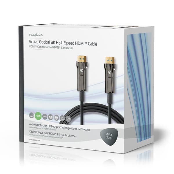 Nedis Aktiv Optical Ultra High Speed HDMI-Kabel med Ethernet | HDMI ™ -kontakt | HDMI ™ -kontakt | 8K@60Hz | 48 Gbps | 100.0 m | Rund | PVC | Sort |