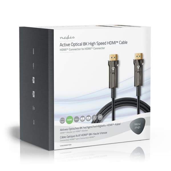 Nedis Aktiv Optical Ultra High Speed HDMI-Kabel med Ethernet | HDMI ™ -kontakt | HDMI ™ -kontakt | 8K@60Hz | 48 Gbps | 100.0 m | Rund | PVC | Sort |