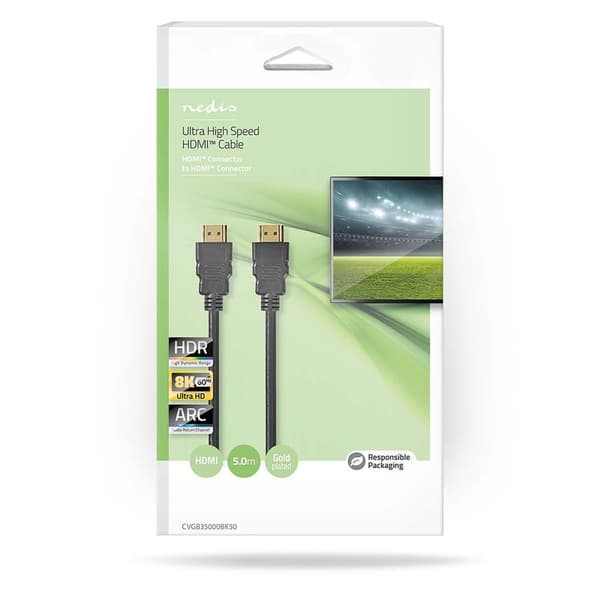 Nedis Ultra High Speed HDMI ™ Cable | HDMI ™ -kontakt | HDMI ™ -kontakt | 8K@60Hz | 48 Gbps | 5.00 m | Rund | 6.7 mm | Sort | Boks