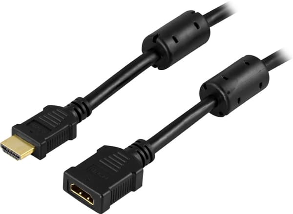 DELTACO HDMI-jatkokaapeli, 4K 60Hz, 19-pin uros - naaras, 1m, musta