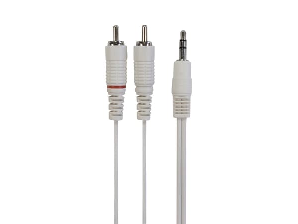 Connectech 3,5mm mini jack til phono kabel. 3m. Hvid