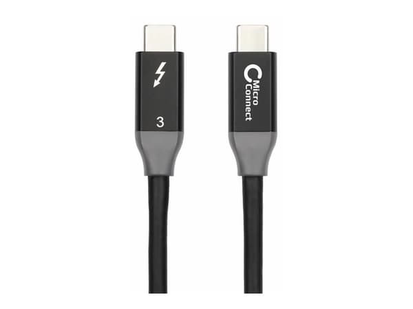 MicroConnect - Thunderbolt-kabel - 24 pin USB-C (hane) till 24 pin USB-C (hane) - USB 3.1 Gen 2 / Thunderbolt 3 - 1 m - USB-strömförsörjning (100W),