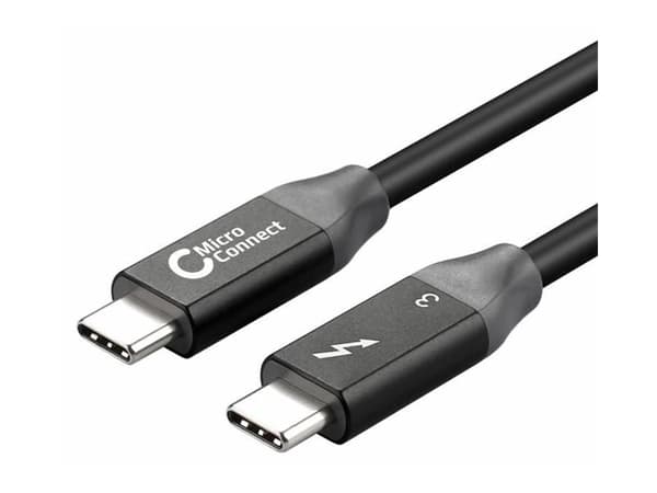 MicroConnect - Thunderbolt-kabel - 24 pin USB-C (hane) till 24 pin USB-C (hane) - USB 3.1 Gen 2 / Thunderbolt 3 - 1 m - USB-strömförsörjning (100W),