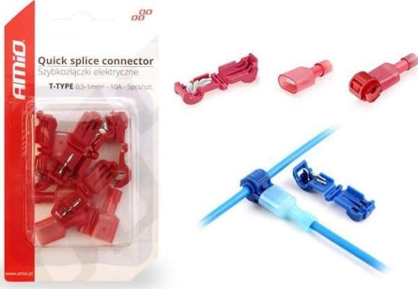 AMiO Electrical quick connectors Type-T 0.5-1mm2 10A 5pcs blister