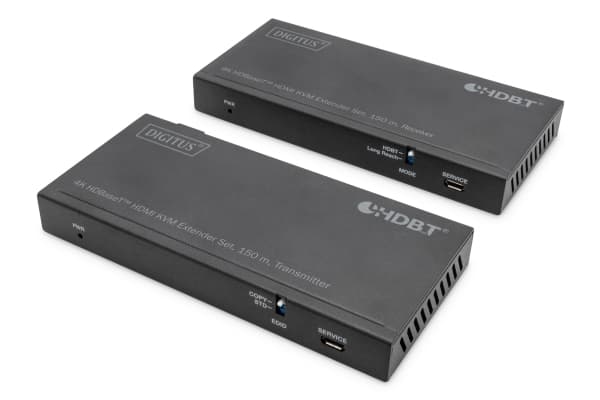 DIGITUS HDBadeT HDMI KVM Extender 150m/4K/60Hz/USB 2.0/PoC/IR/svart