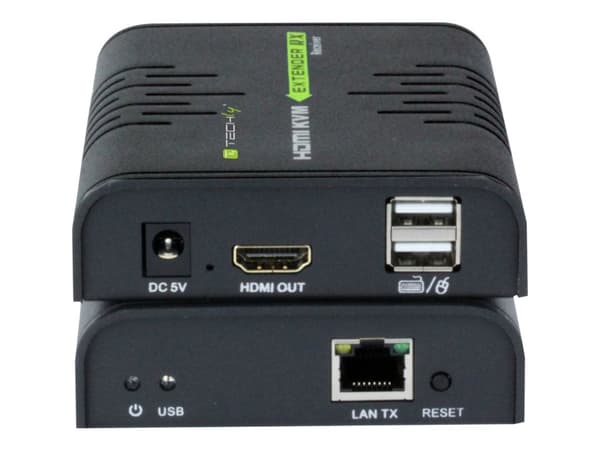 TECHly 120m HDMI KVM EXTENDER over Network Cable - Sender og mottaker - KVM / lydutvider - 1GbE, USB 2.0, HDMI - 10Base-T, 100Base-TX, 1000Base-T - o