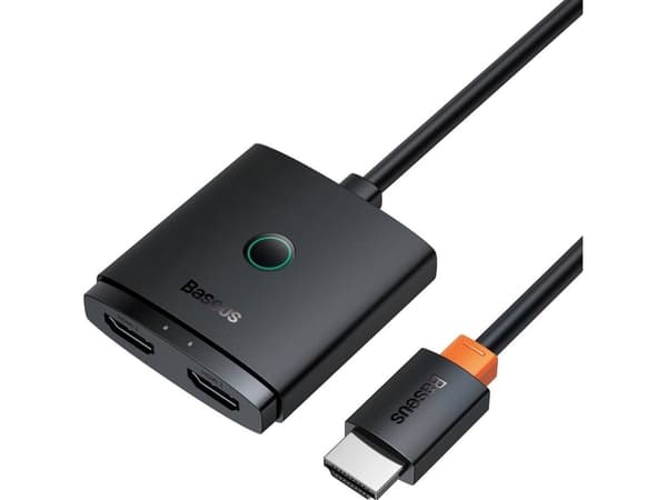 2-i-1 4K 60Hz toveis HDMI-adapter med innebygd 1m kabel Baseus AirJoy - svart