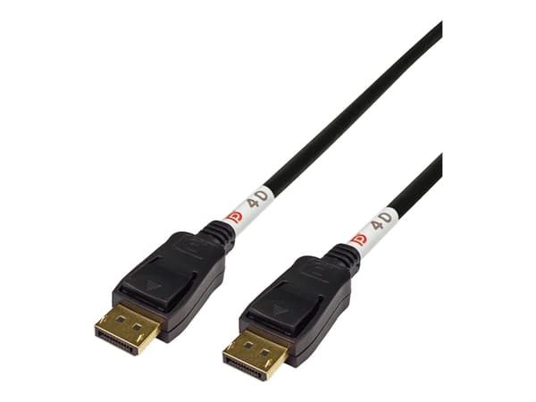 DELTACO - DisplayPort-kabel - DisplayPort (hane) till DisplayPort (hane) - DisplayPort 2.1 - 2 m - 8K30 Hz (7680 x 4320) stöd - svart