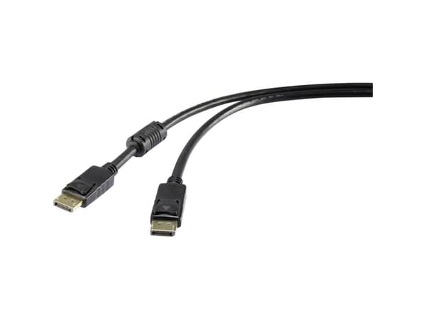 Renkforce DisplayPort Tilslutningskabel DisplayPort-stik, DisplayPort-stik 5.00 m Sort RF-5234036 forgyldte stik Displayport-kabel