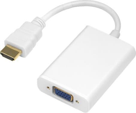 DELTACO - Video adapter - HDMI hann til 15 pin D-Sub (DB-15), minijakk, Micro-USB type B (kun strøm) hunn - 20 cm - hvit - 1080p støtte 60 Hz