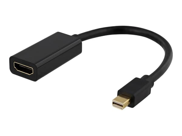 DELTACO - Video adapter - Mini DisplayPort hann til HDMI hunn - 20 cm - svart - støtte for 4K 60 Hz (3840 x 2160)