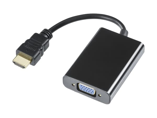 DELTACO - Videokort - HDMI hane till HD-15 (VGA) hona - 20 cm - svart - 1080p stöd 60 Hz