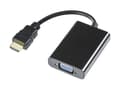 Miniatyrbild 1 av 3: DELTACO - Videokort - HDMI hane till HD-15 (VGA) hona - 20 cm - svart - 1080p stöd 60 Hz