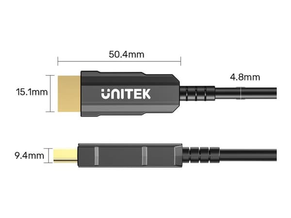 Unitek - HDMI-kabel - HDMI hann til HDMI hann - 40 m - fiberoptisk - svart - 4K 60Hz støtte